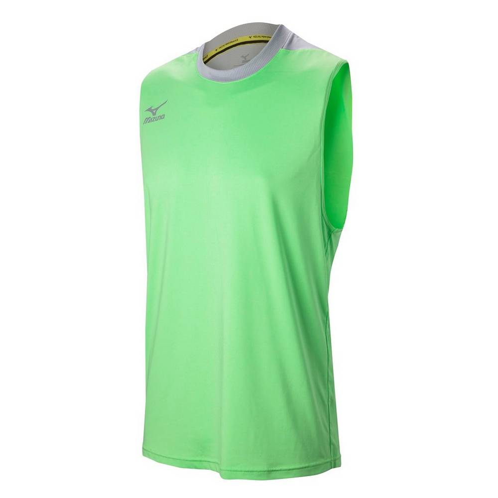 Jerseys Mizuno Cutoff Hombre Verde/Plateadas Ofertas JIBX-35107